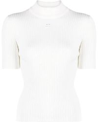 Courreges - Truien & Vesten ,Wit ,Gebreide Ribgebreide Trui Met Hoge Hals - Lyst