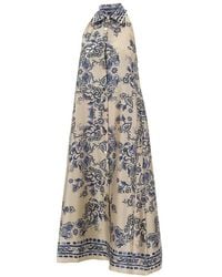 Liu Jo - Kleedjes ,Veelkleurig ,Polyester Lange Jurk Met Foulardprint - Lyst