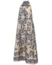 Liu Jo - Kleedjes ,Veelkleurig ,Polyester Lange Jurk Met Foulardprint - Lyst