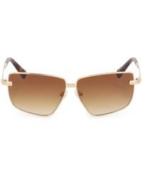 Kazar - Accessoires ,Geel ,Zonnebril Met Metalen Frame En Bruine Glazen - Lyst