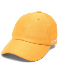 Jacquemus - Cappello in cotone arancione scuro con visiera curva - Lyst