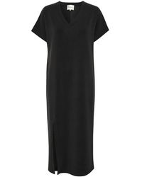 My Essential Wardrobe - V-ausschnitt langes kleid bluser in schwarz - Lyst