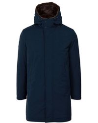 Herno - Jassen ,Blauw ,Polyester Keystone And Light Faux Fur Lange Parka - Lyst