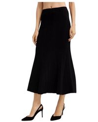 Self-Portrait - Rokken ,Zwart ,Polyester Zwart Gestreepte Uitlopende Midi Rok - Lyst