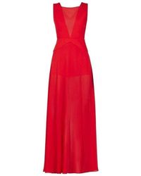 BCBGMAXAZRIA V-neck Chiffon Dress Romper Jgk9c863-6s8 - Rood