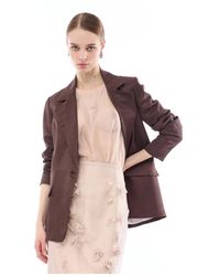 Nenette - Jassen ,Bruin ,Leer Getailleerde Single-Breasted Blazer - Lyst