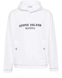 Stone Island - Marina 'old' felpa con cappuccio bianca - Lyst