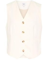 Saint Tropez - Jassen ,Leer Stijlvolle Vest Met V-Hals En Knopen - Lyst