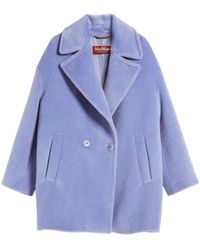 Max Mara Studio - Abrigo azul de alpaca y lana de doble botonadura - Lyst