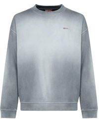 DIESEL - Blauer Baumwollpullover, Lockerer Schnitt, Rundhalsausschnitt - Lyst