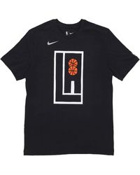 Nike - Fitness ,Zwart ,Katoen City Edition Logo Tee Zwart - Lyst