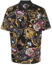 Just Cavalli - Tops ,Veelkleurig ,Katoen Zwarte Polo Met Korte Mouwen - Lyst