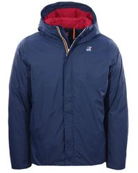 K-Way - Kurze Daunenjacke Mit Kapuze Blau Herren - Lyst