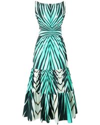 Roberto Cavalli - Kleedjes ,Blauw ,Katoen Zee Print Midi Jurk Mouwloos Ontwerp - Lyst