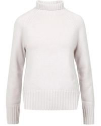 Max Mara - Truien & Vesten ,Grijs ,Wol Wollen Trui Met Hoge Kraag - Lyst