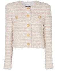 Balmain - Tweed Cropped Jacket - Lyst