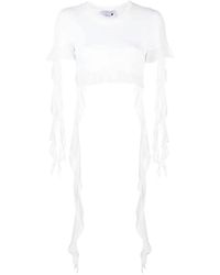 Blumarine - Camiseta blanca con volantes y volantes - Lyst