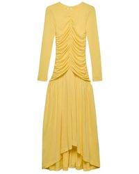 BITE STUDIOS - Kleedjes ,Geel ,Katoen Slim-Fit Maxi-Jurk Met Lange Mouwen - Lyst
