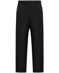 Versace - Broeken ,Zwart ,Wol Wollen Pantalon Met Vouw - Lyst