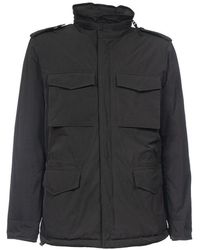 Aspesi - Jassen ,Zwart ,Polyester Mini Field Jacket Met Thermische Voering - Lyst