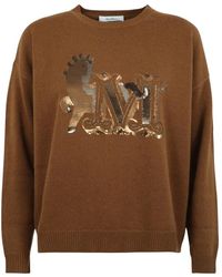 Max Mara - Truien & Vesten ,Bruin ,Wol Oversized Trui Van Wol En Kasjmier - Lyst