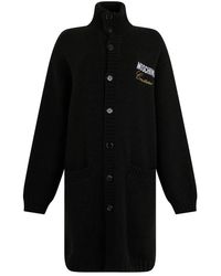 Moschino - Lange Cardigan Met Hoge Kraag - Lyst