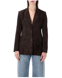 S.w.o.r.d 6.6.44 - W.O.R.D 6.6.44, ,Jassen ,Bruin ,Leer Suede Blazer - Lyst