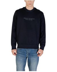 ARMANI EXCHANGE - Hoodies & Sweatvesten ,Blauw ,Katoen Minimalistische Crewneck Sweatshirt Xm 001284 Af 20934 - Lyst