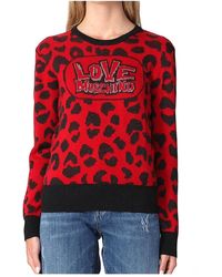 Love Moschino - Pullover mit animal-print und hohem kragen - Lyst