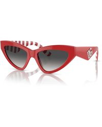 Dolce & Gabbana - Zeitlose cat-eye sonnenbrille mit rotem rahmen und grauen verlaufsgläsern - Lyst