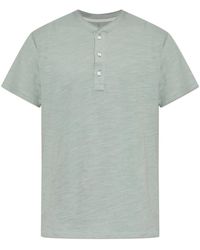 Rag & Bone - Tops ,Groen ,Katoen T-Shirt Met Een Halslijn Met Knopen - Lyst