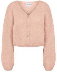 American Dreams - Truien & Vesten ,Oranje ,Wol Cropped Mohair Cardigan - Lyst