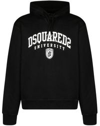 DSquared² - Hoodies & Sweatvesten ,Zwart ,Katoen Zwarte University Cool Hoodie Sweater - Lyst