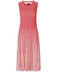 Marc Cain - Geripptes Midikleid Mit Karomuster - Lyst