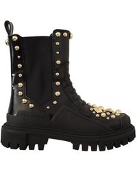 Dolce & Gabbana - Studded Leather Ankle Boots - Lyst