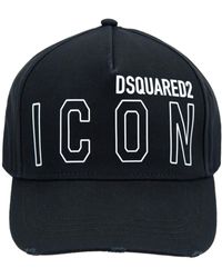 DSquared² - Accessoires ,Zwart ,Katoen Iconische Baseball Cap Met Gespsluiting - Lyst