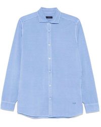 Fay - Kornblau button-up hemd - Lyst
