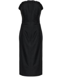 McQueen - Kleedjes ,Zwart ,Wol Off-Shoulder Jurk - Lyst