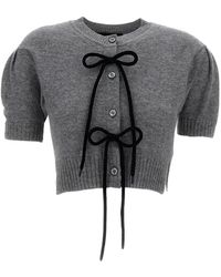 Simone Rocha - Truien & Vesten ,Grijs ,Kasjmier Bow Ribbed Cashmere Cardigan - Lyst