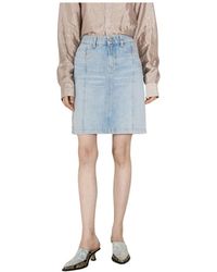 Martine Rose - Denim Mini Rok Met Ritszakken - Lyst
