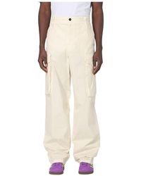 MSGM - Gelbe Wide Leg Cargo Hose - Lyst
