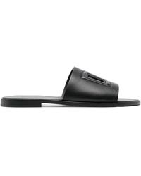 Dolce & Gabbana - Dg Leather Flat Sandals - Lyst