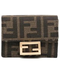 Fendi - Trifold Zucca Jacquard Tabacco Portemonnee - Lyst