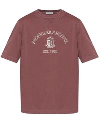Moncler - Tops ,Rood ,Katoen Logo T-Shirt - Lyst