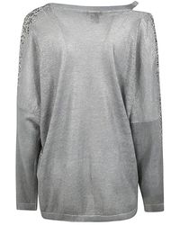 Avant Toi - Linnen Katoen V-Hals Pullover Met Laminering En Strass - Lyst