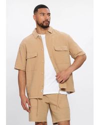 Anerkjendt - Overhemden ,Akotto Seersucker Ss Overshirt - Lyst