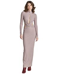 Amazuìn - Langes Kleid Mit Rollkragen Und Gekreuzter Drapierung - Lyst