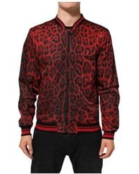 Dolce & Gabbana - Jassen ,Veelkleurig ,Leopard Print Full Zip Bomber Jacket - Lyst