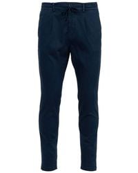 Cruna - Broeken ,Blauw ,Katoen Blauwe Gabardine Broek Met Koord - Lyst