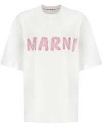 Marni - Weiße baumwoll-t-shirt mit logo - Lyst